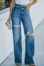 Load image into Gallery viewer, High-Rise Distressed Raw Hem Jeans
