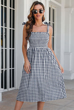 Load image into Gallery viewer, Plaid Frill Trim Tie Shoulder Dress
