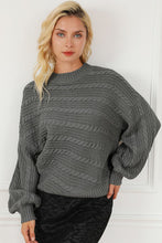 Load image into Gallery viewer, Cable-Knit Mock Neck Dropped Shoulder Sweater
