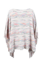 Load image into Gallery viewer, Round Neck Fringe Detail Sleeve Poncho
