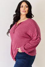 Load image into Gallery viewer, Basic Bae Full Size Ribbed Half Button Long Sleeve High-Low T-Shirt

