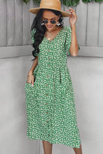 Load image into Gallery viewer, Ditsy Floral Button Down Midi Dress with Pockets
