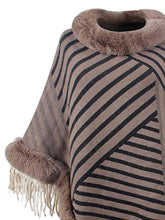 Load image into Gallery viewer, Striped Fringe Hem Poncho
