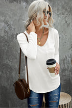 Load image into Gallery viewer, Chest Pocket V-Neck Curved Hem Top
