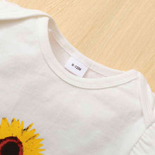 Load image into Gallery viewer, Graphic Bodysuit and Sunflower Overall Skirt Set
