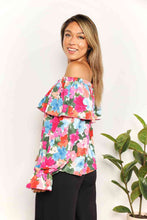 Load image into Gallery viewer, Double Take Floral Off-Shoulder Flounce Sleeve Layered Blouse
