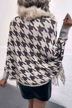 Load image into Gallery viewer, Houndstooth Fringe Hem Poncho
