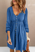 Load image into Gallery viewer, Scoop Neck Empire Waist Long Sleeve Mini Dress
