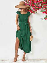 Load image into Gallery viewer, Tie Belt Ruffled Tiered Dress
