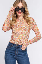 Load image into Gallery viewer, ACTIVE BASIC Ruched Printed Long Sleeve Top
