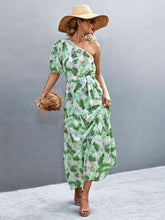 Load image into Gallery viewer, Printed Tie Waist One Shoulder Maxi Dress
