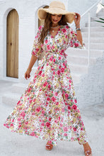 Load image into Gallery viewer, Printed Tied Half Sleeve Slit Dress

