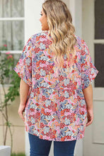 Load image into Gallery viewer, Plus Size Printed Notched Neck Half Sleeve Top
