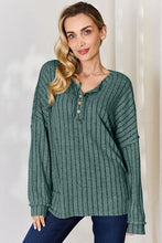Load image into Gallery viewer, Basic Bae Full Size Ribbed Half Button Long Sleeve T-Shirt
