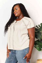 Load image into Gallery viewer, Double Take Crochet Buttoned Short Sleeves Top

