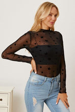 Load image into Gallery viewer, Star Pattern Mock Neck Long Sleeve Blouse
