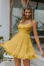 Load image into Gallery viewer, Tie Shoulder Tiered Sweetheart Neck Dress
