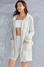 Load image into Gallery viewer, Fuzzy Tied Pocketed Hooded Lounge Nightgown
