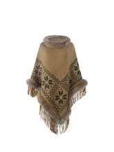 Load image into Gallery viewer, Fringe Geometric Cape Sleeve Poncho
