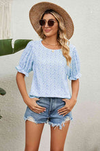 Load image into Gallery viewer, Round Neck Flounce Sleeve Blouse
