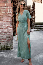 Load image into Gallery viewer, Floral Print V-Neck Smocked Waist High Slit Maxi Dress
