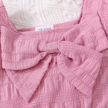 Load image into Gallery viewer, Kids Textured Bow Detail Top and Belted Shorts Set
