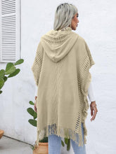 Load image into Gallery viewer, Fringe Trim Buttoned Hooded Poncho
