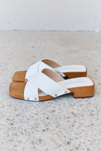 Load image into Gallery viewer, Weeboo Step Into Summer Criss Cross Wooden Clog Mule in White
