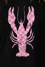 Load image into Gallery viewer, Checkered Lobster Graphic Round Neck Short Sleeve T-Shirt
