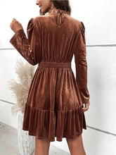 Load image into Gallery viewer, Smocked Long Sleeve Ruffle Hem Dress
