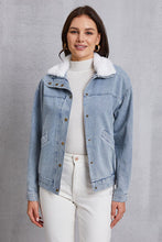 Load image into Gallery viewer, Snap Down Collared Neck Denim Jacket
