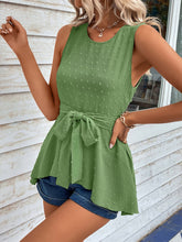 Load image into Gallery viewer, Swiss Dot Tie Waist Tank Top
