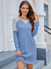 Load image into Gallery viewer, Boat Neck Long Sleeve Mini Dress
