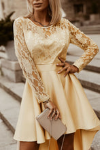 Load image into Gallery viewer, Spliced Lace High-Low Long Sleeve Dress
