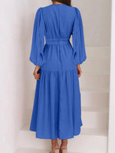 Load image into Gallery viewer, Deep V-Neck Balloon Sleeve Plain Maxi Dress
