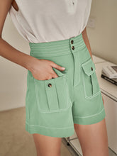 Load image into Gallery viewer, Contrast Stitching High Waist Shorts
