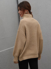 Load image into Gallery viewer, High Neck Balloon Sleeve Rib-Knit Pullover Sweater
