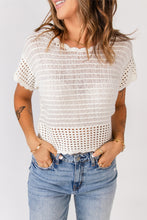 Load image into Gallery viewer, Scalloped Trim Openwork Knit Cropped Top
