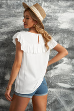 Load image into Gallery viewer, Lace Yoke Ruffled Short Sleeve T-Shirt
