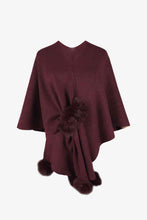 Load image into Gallery viewer, Surplice Neck Pom-Pom Trim Poncho
