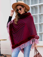 Load image into Gallery viewer, Striped Fringe Hem Poncho
