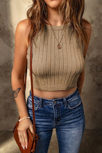 Load image into Gallery viewer, Ribbed Round Neck Sleeveless Crop Knit Top
