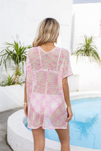 Load image into Gallery viewer, Openwork V-Neck Short Sleeve Cover Up
