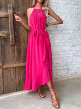 Load image into Gallery viewer, Grecian Neck Tie Belt Dress
