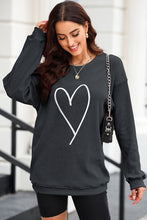 Load image into Gallery viewer, Heart Round Neck Dropped Shoulder Sweatshirt
