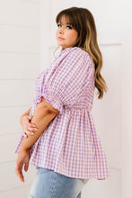 Load image into Gallery viewer, Davi &amp; Dani Youthful Days Full Size Run Gingham Smocked Babydoll Top
