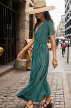 Load image into Gallery viewer, Surplice Tie Waist Short Sleeve Dress
