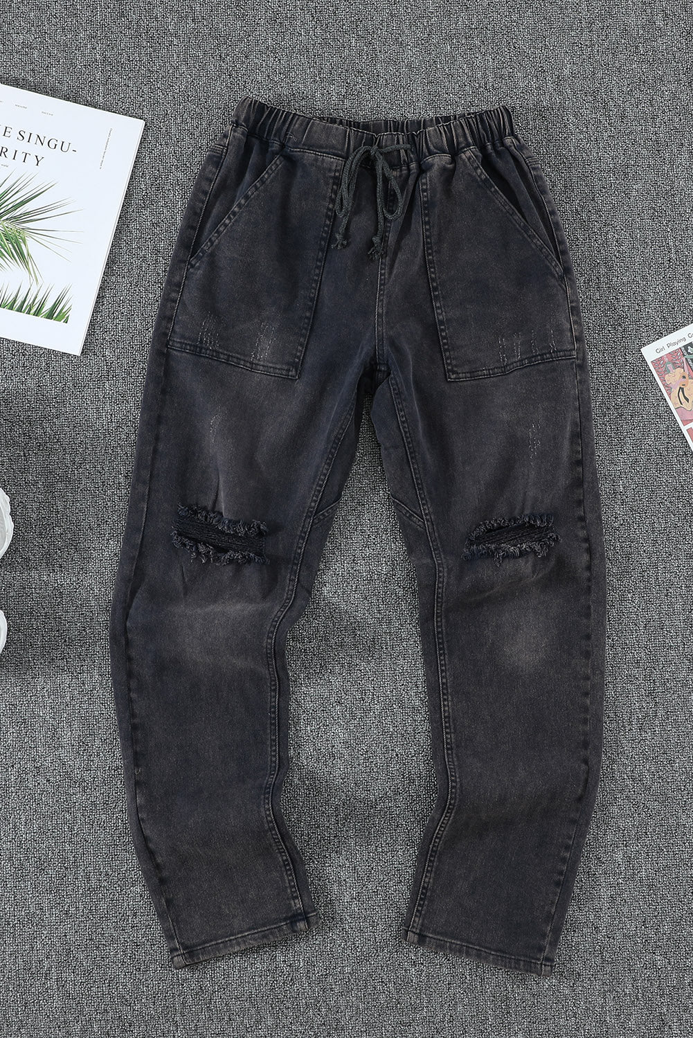 Pocketed Denim Frock Style Joggers