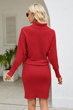 Load image into Gallery viewer, Ribbed Mock Neck Long Sleeve Dress
