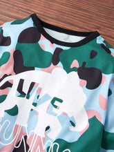 Load image into Gallery viewer, Kids Camouflage Elephant Graphic Sweatshirt and Pants Set
